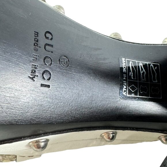 GUCCI White Leather Guccissima Horsebit Platform Clogs Italy Marked as 34.5-4.5 - Picture 11 of 11